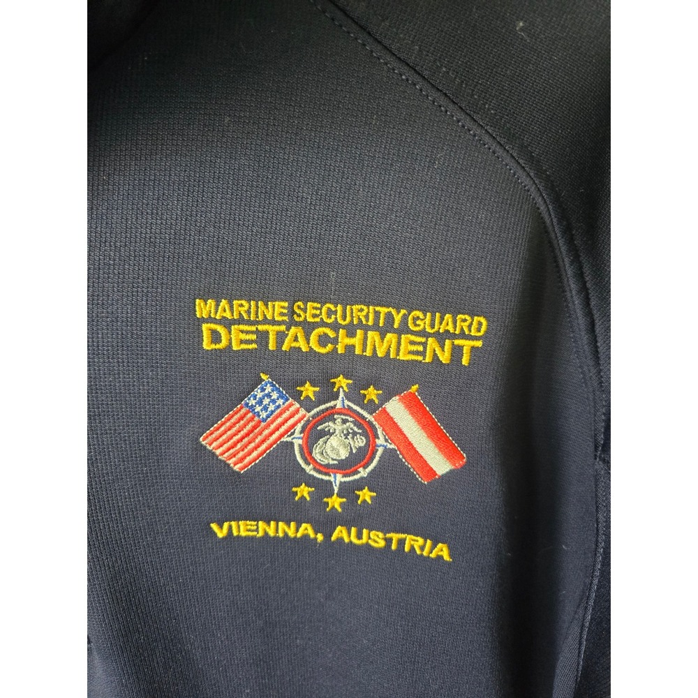 Sport-Tek USMC MSG Detachment Vienna Austria Quarter Zip Pullover Mens M Navy